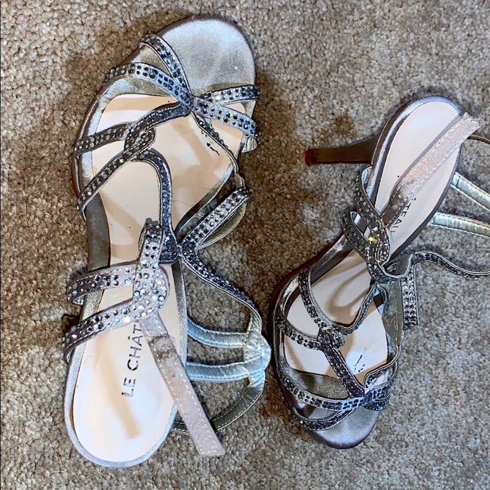 Le chateau strappy rhinestone shoes two inch heel